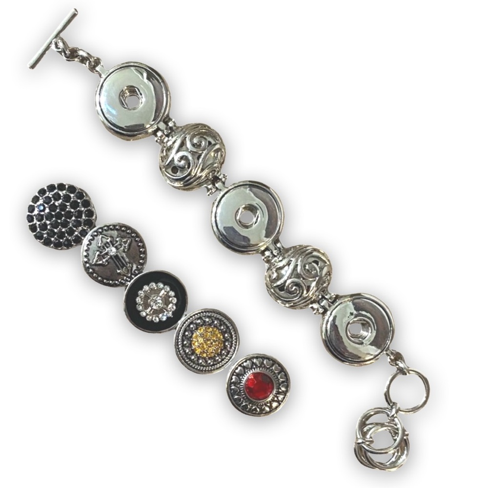 Interchangeable Silver Crystal Chunky Toggle Brac… - image 2